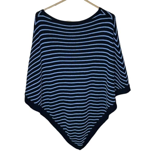 Talbots Blue Striped Poncho sweater  size Small - Picture 3 of 6
